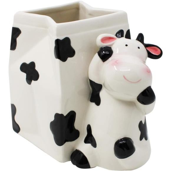 Cow Utensil Holder |Kitchen Crock Storage|Cow Print Stuff Accessories Decoration - Picture 3 of 7